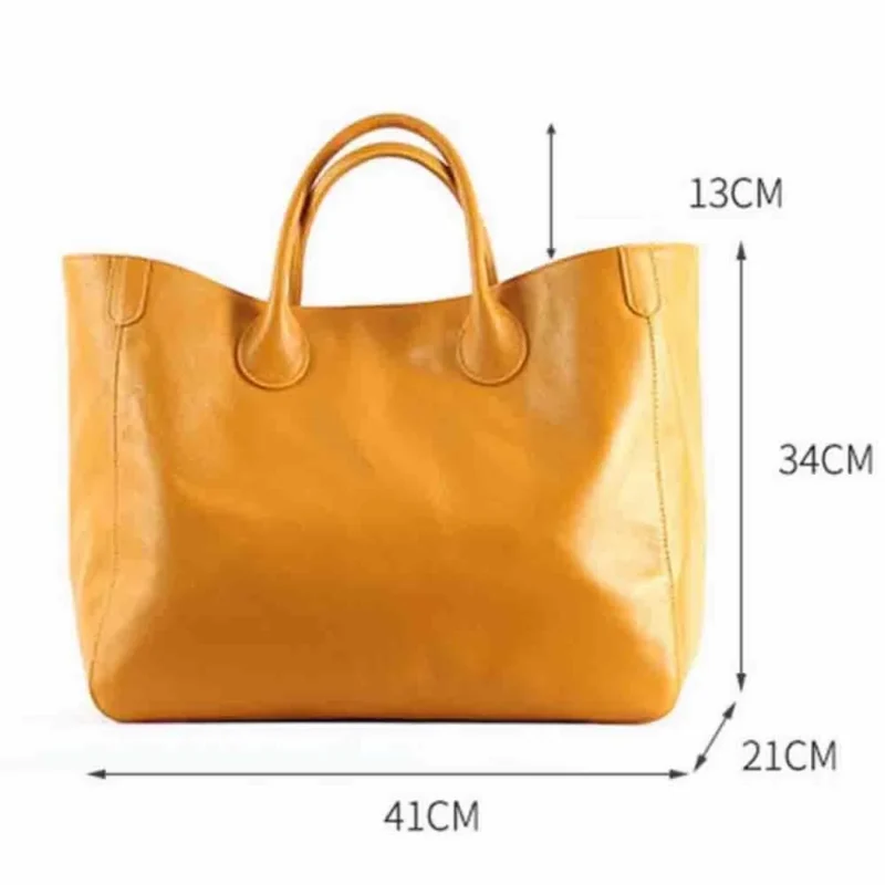 Full Grain Leather Oversized Tote Bag with Organizer Pockets for Professional Women - Daily Commuter & Travel Carryall - Image 3