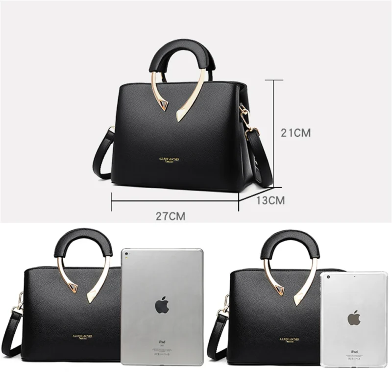 Microfiber Leather Casual Tote Bag with Multiple Compartments for Women - Professional & Versatile - Image 4
