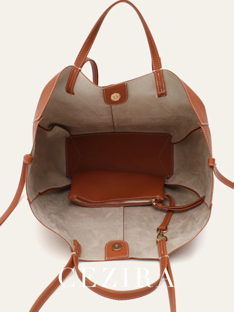 Vegan Leather Work Tote Professional Shoulder Bag with Top Handle - Stylish Daily Commuter Purse - Image 5
