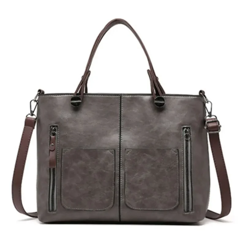 Vintage PU Leather Work Tote Bag with Multi-Pockets for Women - Professional Large Capacity Shoulder Bag - Image 9