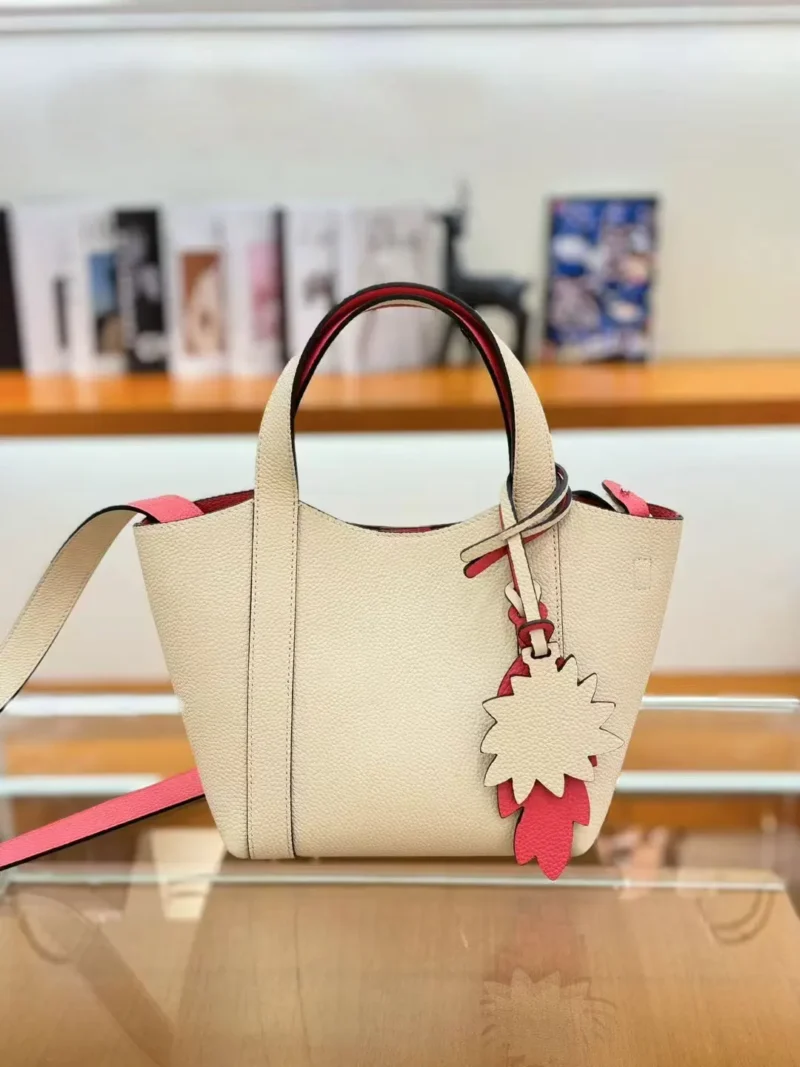 Full Grain Leather Bucket Handbag with Lychee Pattern for Women - Large Capacity Fashion Tote - Image 8