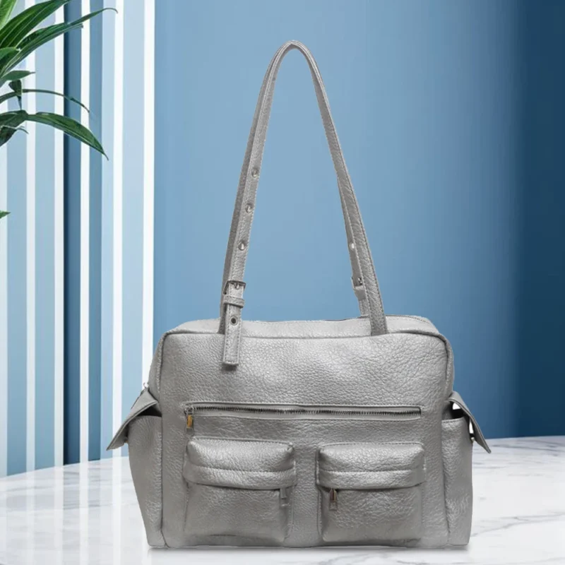 Vegan Leather Work Tote with Adjustable Strap for Women - Professional Multi-Pocket Satchel - Image 8