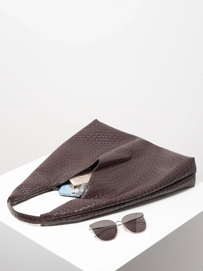 Woven Pattern Vegan Leather Work Tote with Matching Wallet - Professional Women's Commuter Bag - Image 6