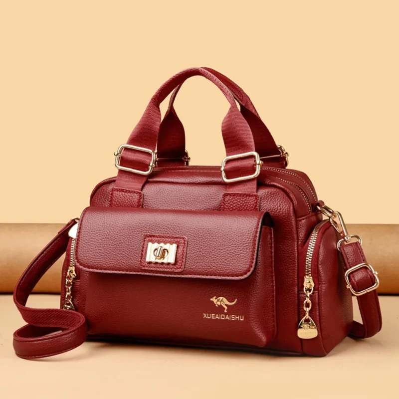 Premium PU Leather Multi-Pocket Shoulder Bag for Women - Professional Daily Commuter Tote - Image 2