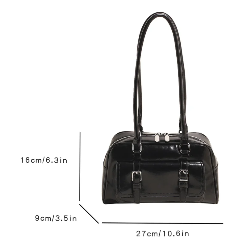 Y2K Aesthetic Red PU Leather Shoulder Bag with Top Handle for Women - Fashion Tote Purse - Image 14