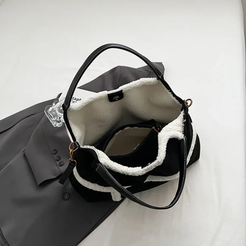 Premium Faux Suede Work Tote Soft Bucket Handbag for Women - Professional Fashion Shoulder Bag - Image 5