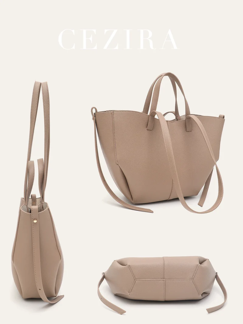 Vegan Leather Minimalist Work Tote with Magnetic Closure - Professional Women's Shoulder Bag - Image 5