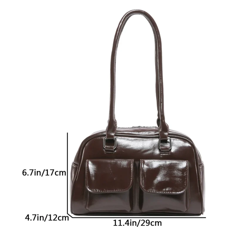 Y2K Aesthetic Red PU Leather Shoulder Bag with Top Handle for Women - Fashion Tote Purse - Image 9