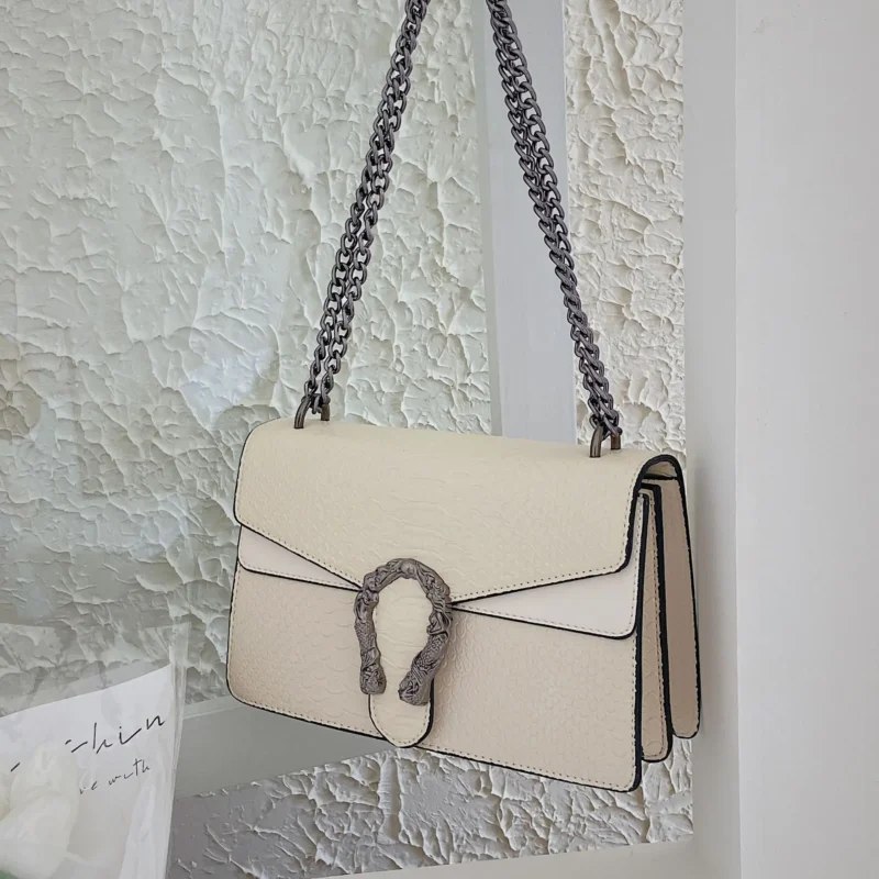 Elegant PU Leather Small Square Crossbody Bag with Chain Strap for Women - Fashion Statement Accessory - Image 10