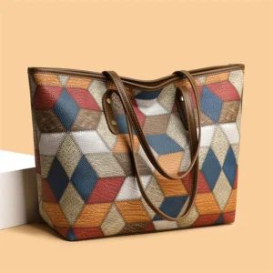 Vintage PU Leather Work Tote Bag with Tassel Detail - Large Capacity Professional Shoulder Bag for Women