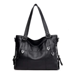 Vintage PU Leather Shoulder Tote Handbag for Women - Fashion Crossbody Work Bag