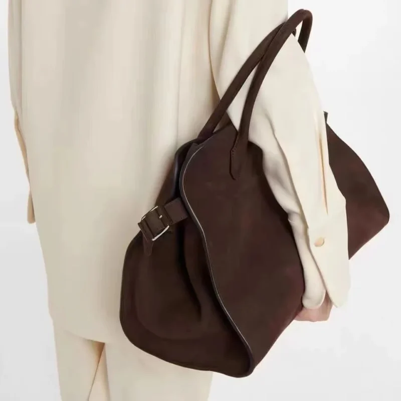 Genuine Cowhide Leather Tote with Suede Interior - Large Capacity Professional Work Bag for Women - Image 5