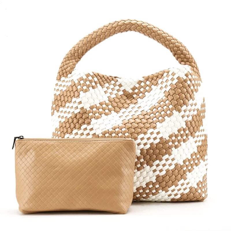 Vegan Leather Woven Tote Bag with Shoulder Straps for Women - Professional Work and Travel Handbag - Image 7