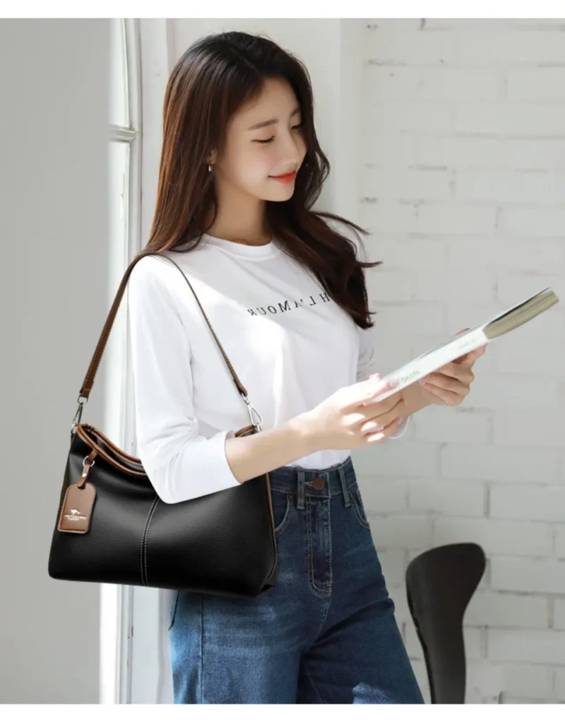 Soft PU Leather Crossbody Shoulder Bag with Dual Straps - Casual Fashion Tote for Women - Image 4