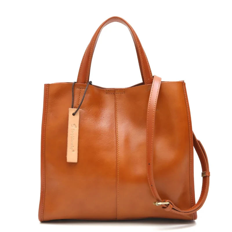 Full Grain Genuine Leather Work Tote with Laptop Compartment for Women - Professional Business Handbag - Image 8