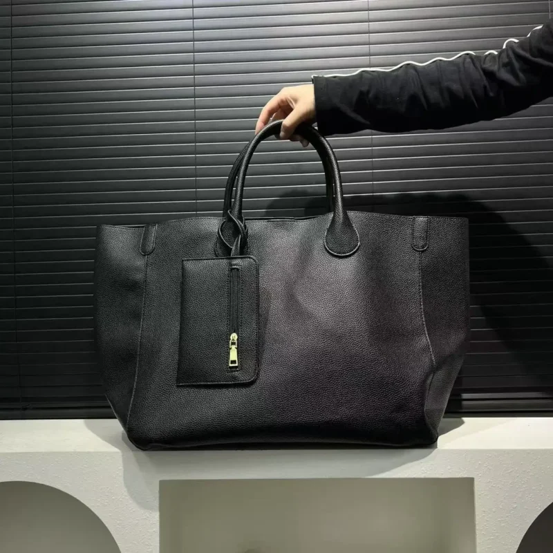 Vegan Leather Oversized Tote Work Bag with Large Capacity - Professional Women's Shopper - Image 3