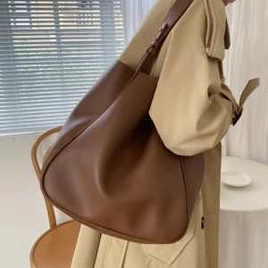 Premium PU Leather Work Tote Bag with Interior Pockets - Elegant Professional Women's Carryall