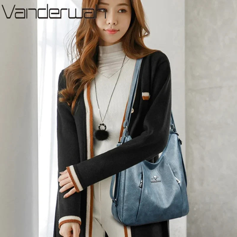 Sheepskin Leather Convertible Tote with Multi-Function Storage - Professional Women's Shoulder Bag - Image 3