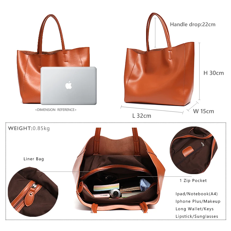 Professional full grain leather work tote showing practical application