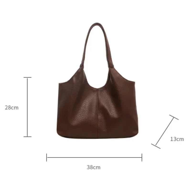 Vintage PU Leather Tote Bag Large Capacity Professional Work Handbag for Women - Classic Minimalist Design - Image 6