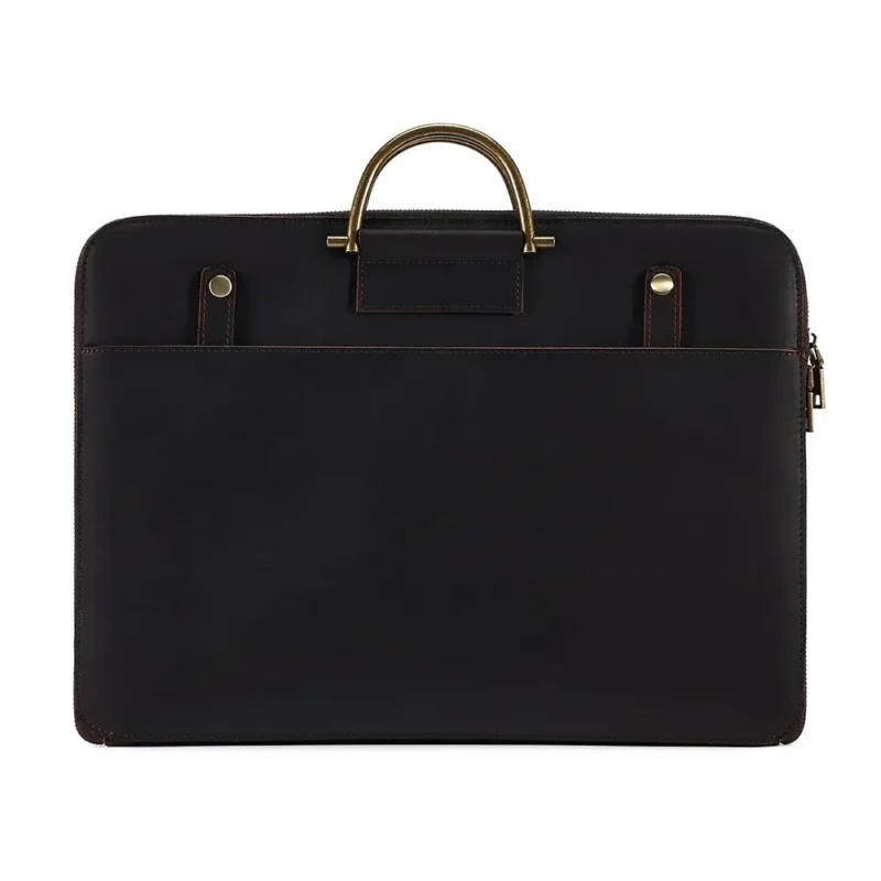 Full Grain Leather Briefcase with 15.6" Laptop Compartment - Classic Business Attache Case - Image 7