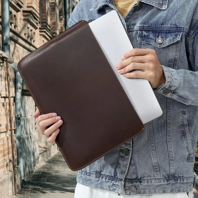 Premium Cowhide Leather Business Briefcase with Laptop Protection - Professional Document Carrier - Image 3