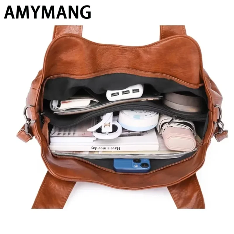 Vegan Leather Tote Bag with Multiple Compartments for Women - Professional Everyday Shoulder Messenger - Image 6