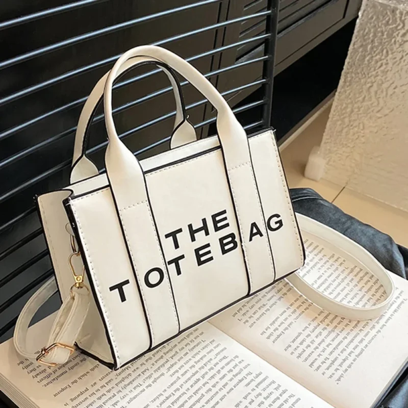 PU Leather Work Tote Bag with Letter Design - Adjustable Straps Professional Commuter Bag for Women - Image 7