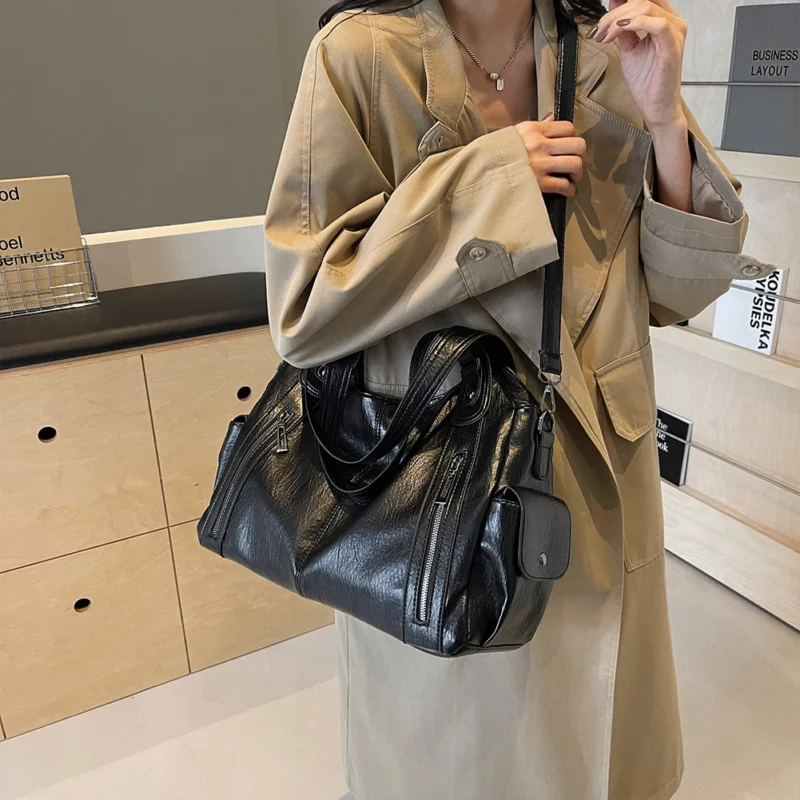 Vegan Leather Tote Bag with Adjustable Shoulder Strap - Professional Women's Work Purse - Image 4