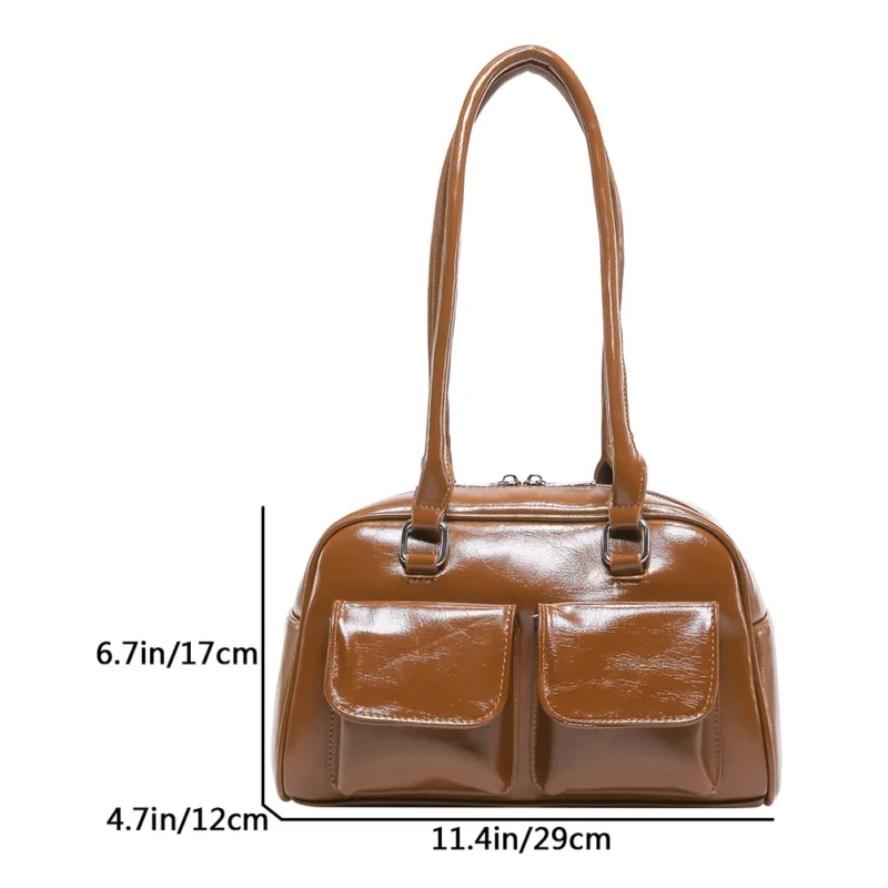 Y2K Aesthetic Red PU Leather Shoulder Bag with Top Handle for Women - Fashion Tote Purse - Image 8