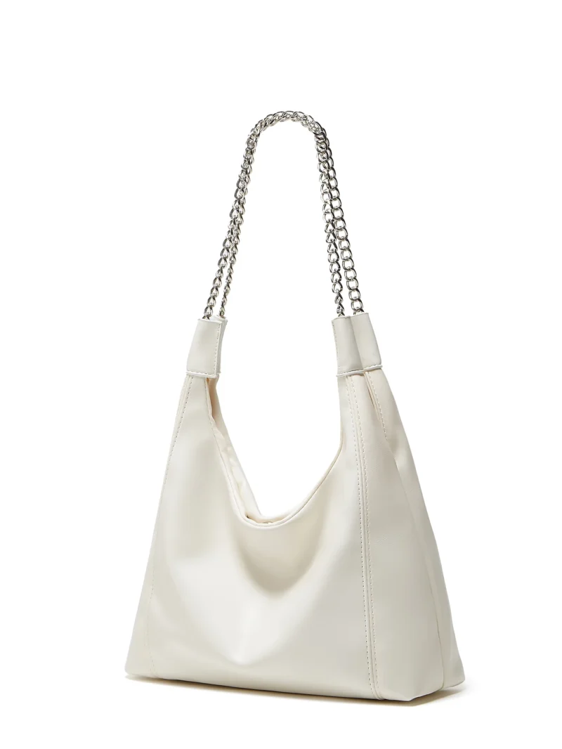 Luxury Vegan Leather Work Tote Bag with Chain Detail - Professional Large-Capacity Shoulder Bag - Image 2
