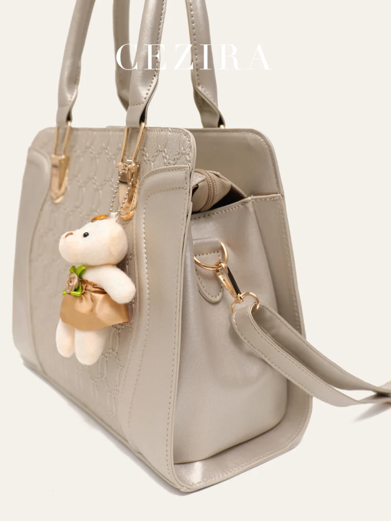4-Piece Vegan Leather Work Bag Set with Tote, Crossbody, Shoulder Bag and Wristlet - Professional Women's Collection - Image 3