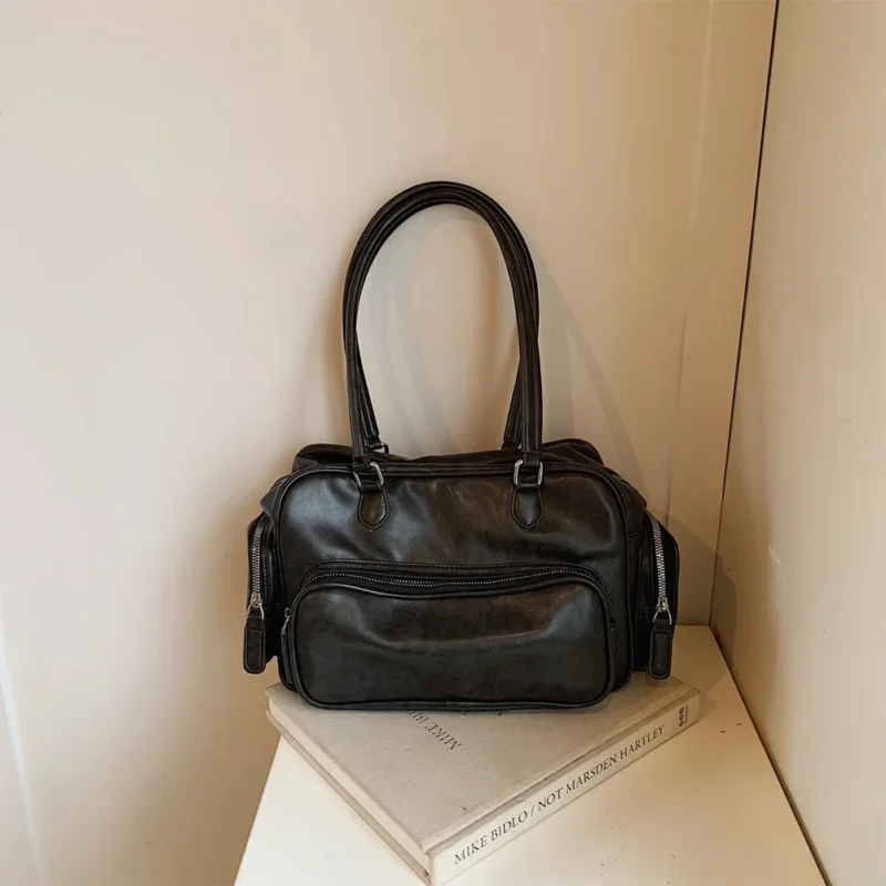 PU Leather Work Tote with Multi-Pockets Shoulder Bag for Women - Professional Hobo Handbag - Image 3