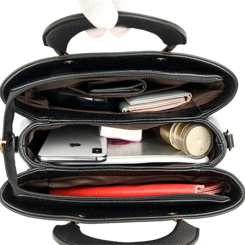 Microfiber Leather Casual Tote Bag with Multiple Compartments for Women - Professional & Versatile - Image 5