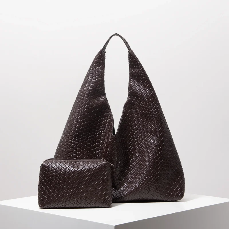 Woven Pattern Vegan Leather Work Tote with Matching Wallet - Professional Women's Commuter Bag - Image 8