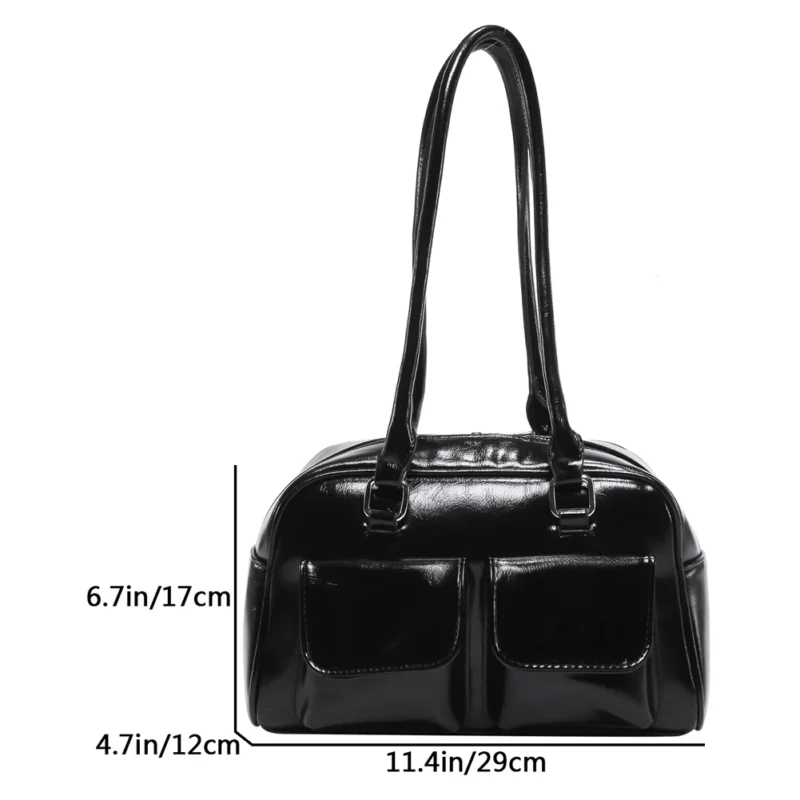 Y2K Aesthetic Red PU Leather Shoulder Bag with Top Handle for Women - Fashion Tote Purse - Image 17