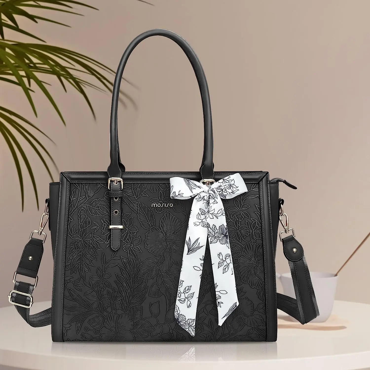 Professional laptop tote bag with organized compartments for safe transport