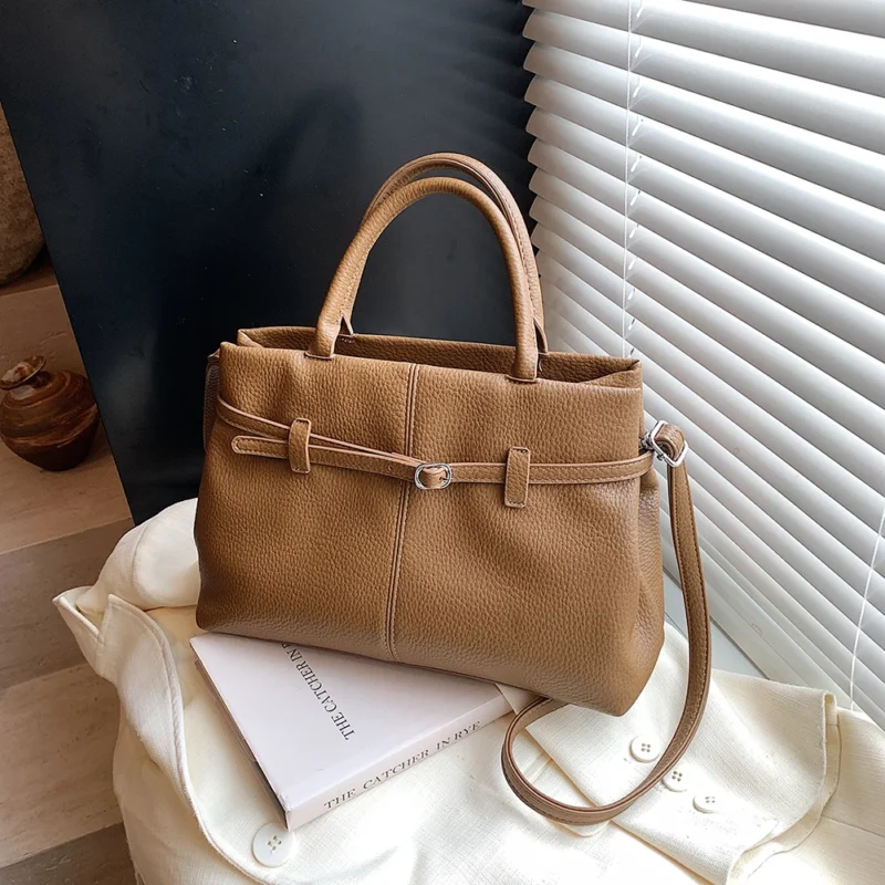 Vegan Leather Work Tote with Padded Handles - Professional Women's Shoulder Bag for Office - Image 2