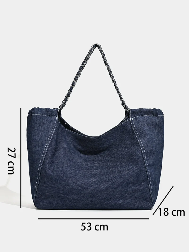 Premium Canvas Tote Bag with Chain Strap - Large Capacity Shoulder Bag for Daily Commuters - Image 5