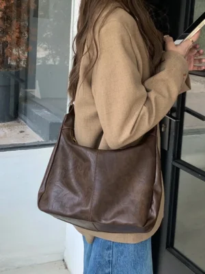 Professional PU Leather Work Tote for Women - High Capacity Business Shoulder Bag