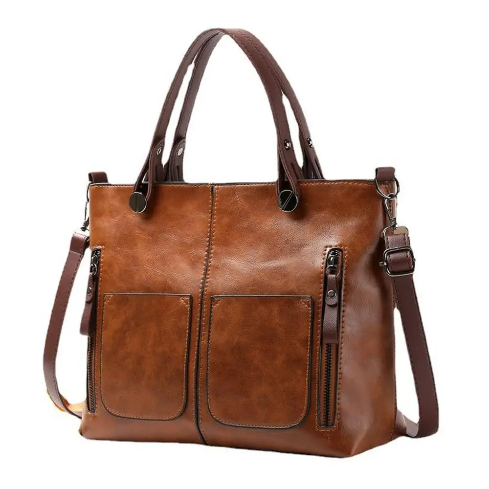 Stylish leather tote with practical organization for commuters