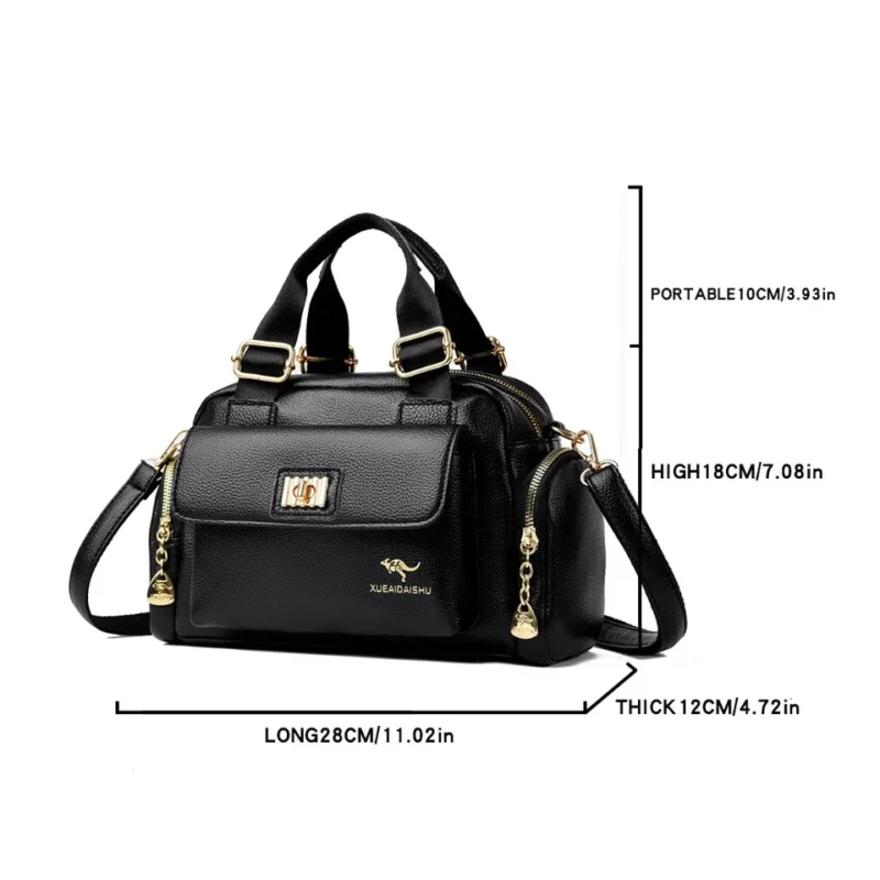 Premium PU Leather Multi-Pocket Shoulder Bag for Women - Professional Daily Commuter Tote - Image 5