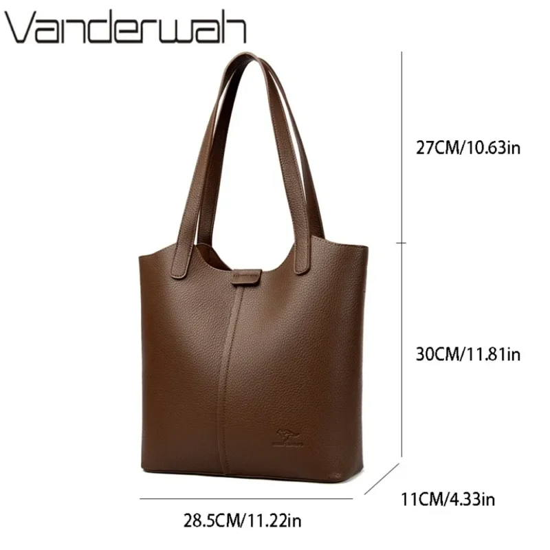 Vegan Leather Shoulder Tote Bag for Women - Professional Casual Handbag with Interior Organization - Image 4