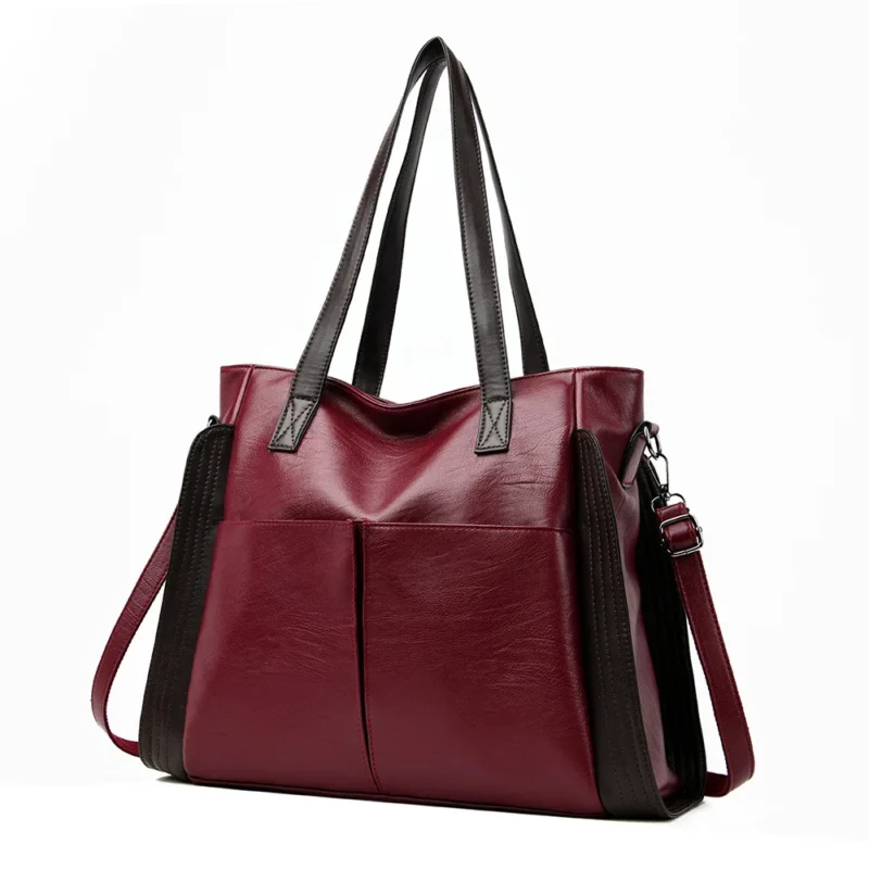 Soft Leather Bucket Tote Bag with Multiple Compartments - Professional Women's Shoulder Satchel - Image 8