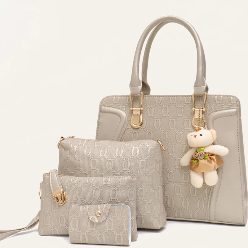 4-Piece Vegan Leather Work Bag Set with Tote, Crossbody, Shoulder Bag and Wristlet - Professional Women's Collection - Image 8