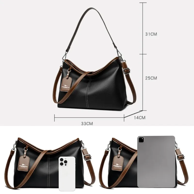 Soft PU Leather Crossbody Shoulder Bag with Dual Straps - Casual Fashion Tote for Women - Image 5