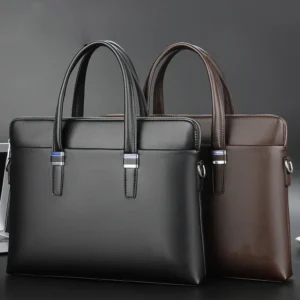 Professional Vegan Leather Briefcase with 14" Laptop Compartment - Executive Business Carrier