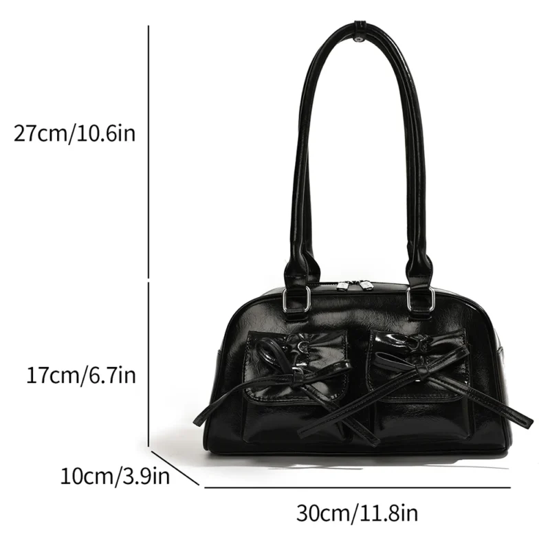 Y2K Aesthetic Red PU Leather Shoulder Bag with Top Handle for Women - Fashion Tote Purse - Image 11