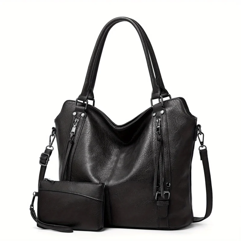 PU Leather 2-Piece Tote Bag Set - Professional Work Bags with Multi-Pockets for Women - Image 8