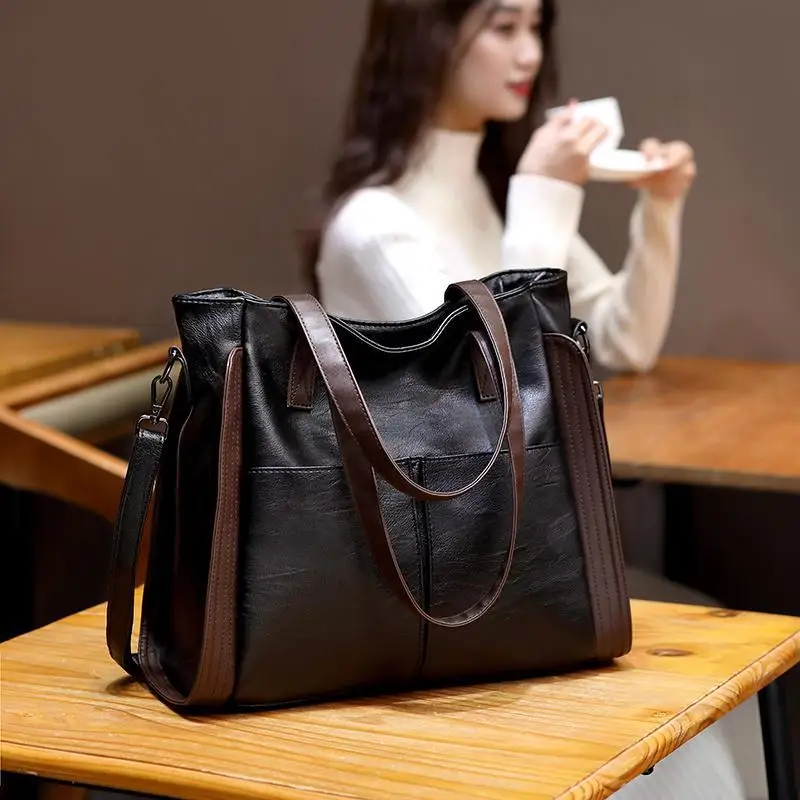 Professional women's leather tote bag for elevated office fashion
